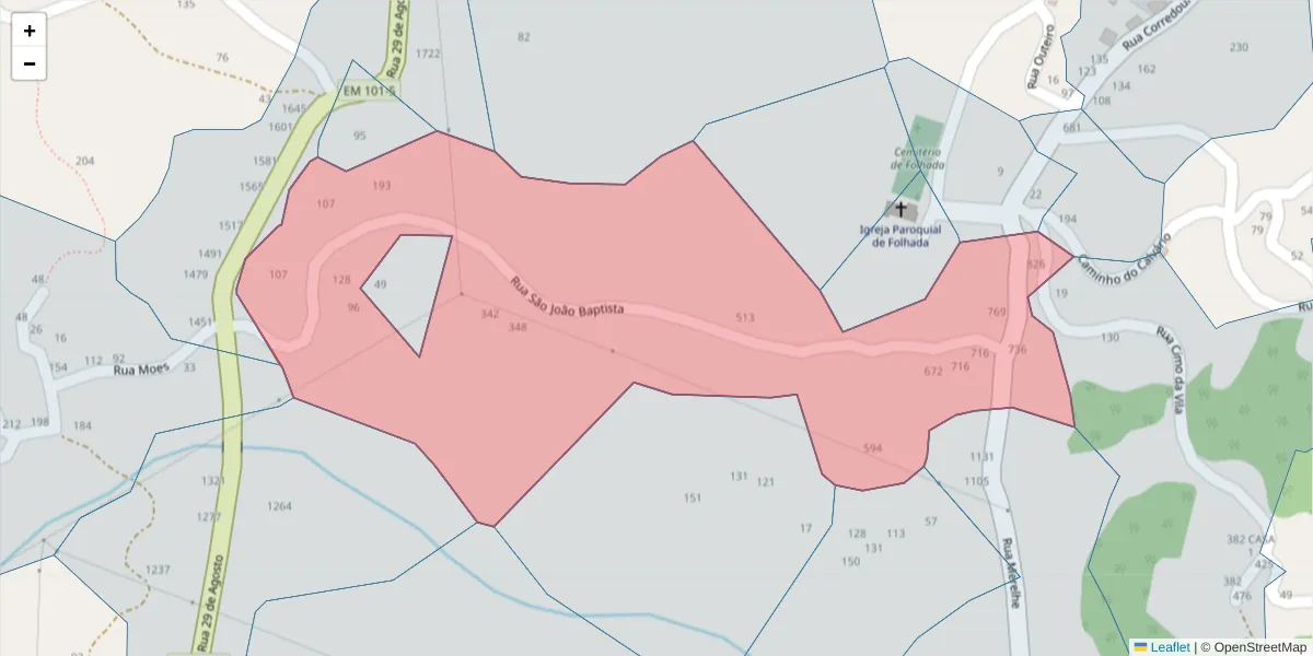 Mapa detalhado do código postal 4635-235 com limites, códigos postais vizinhos e agências dos correios