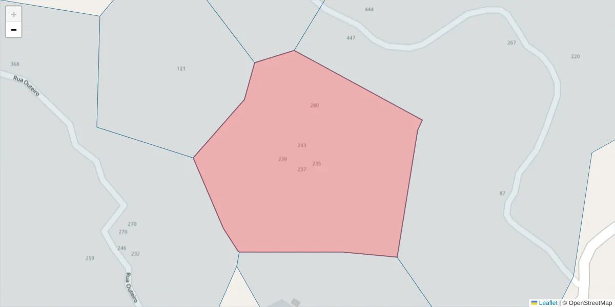 Mapa detalhado do código postal 4635-239 com limites, códigos postais vizinhos e agências dos correios
