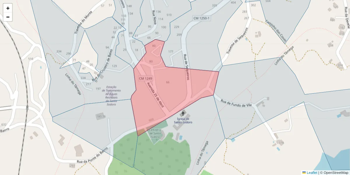 Mapa detalhado do código postal 4635-248 com limites, códigos postais vizinhos e agências dos correios