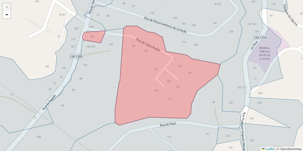 Mapa detalhado do código postal 4635-253 com limites, códigos postais vizinhos e agências dos correios