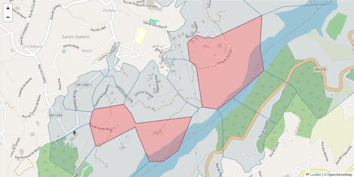Mapa detalhado do código postal 4635-261 com limites, códigos postais vizinhos e agências dos correios