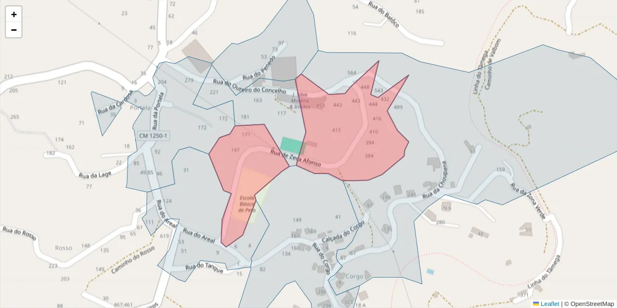 Mapa detalhado do código postal 4635-288 com limites, códigos postais vizinhos e agências dos correios