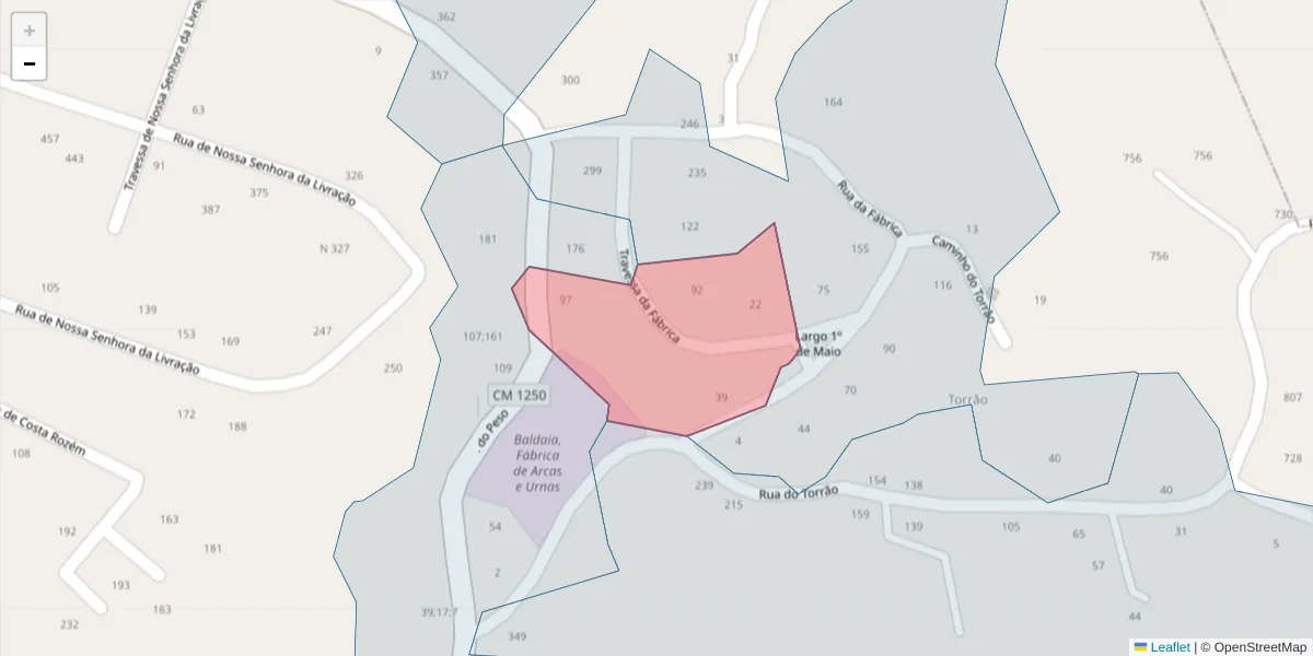 Mapa detalhado do código postal 4635-290 com limites, códigos postais vizinhos e agências dos correios