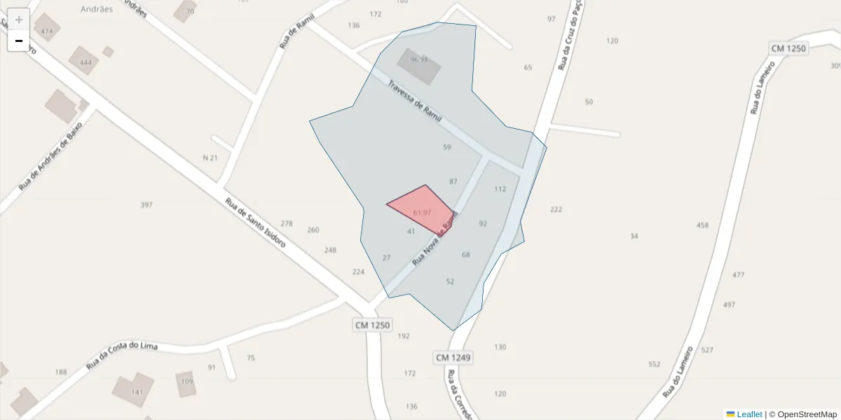 Mapa detalhado do código postal 4635-292;4635-254 com limites, códigos postais vizinhos e agências dos correios
