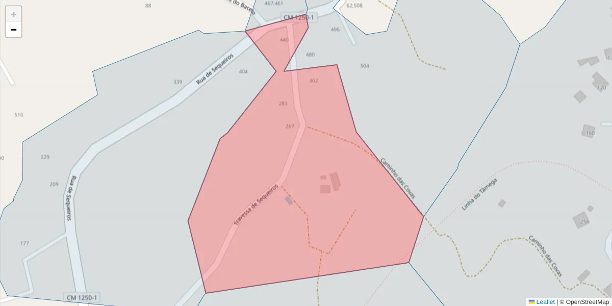 Mapa detalhado do código postal 4635-293 com limites, códigos postais vizinhos e agências dos correios