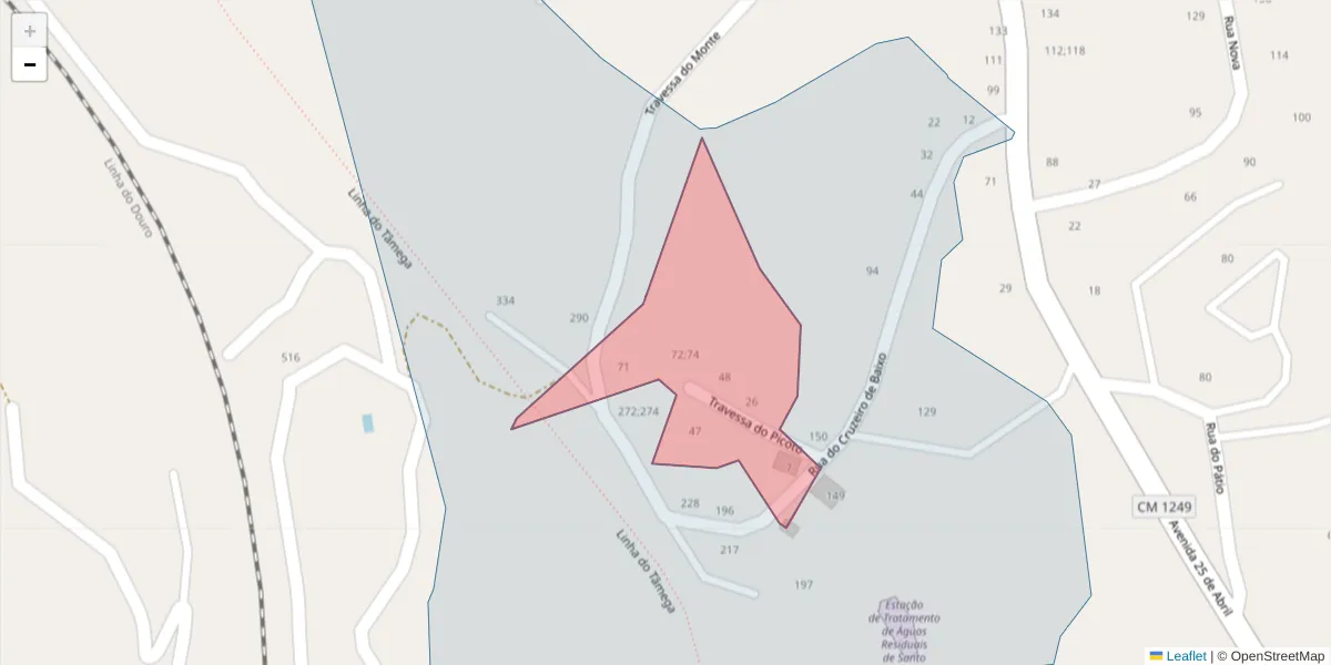 Mapa detalhado do código postal 4635-295 com limites, códigos postais vizinhos e agências dos correios