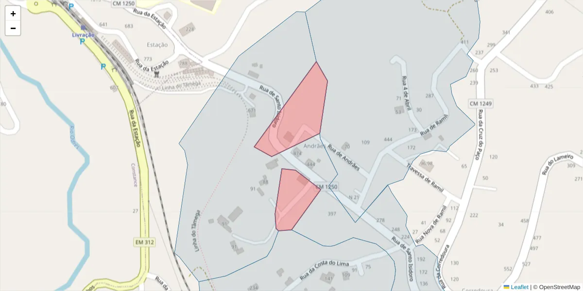 Mapa detalhado do código postal 4635-298 com limites, códigos postais vizinhos e agências dos correios