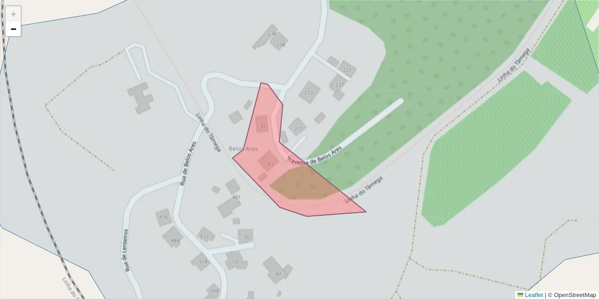 Mapa detalhado do código postal 4635-304 com limites, códigos postais vizinhos e agências dos correios