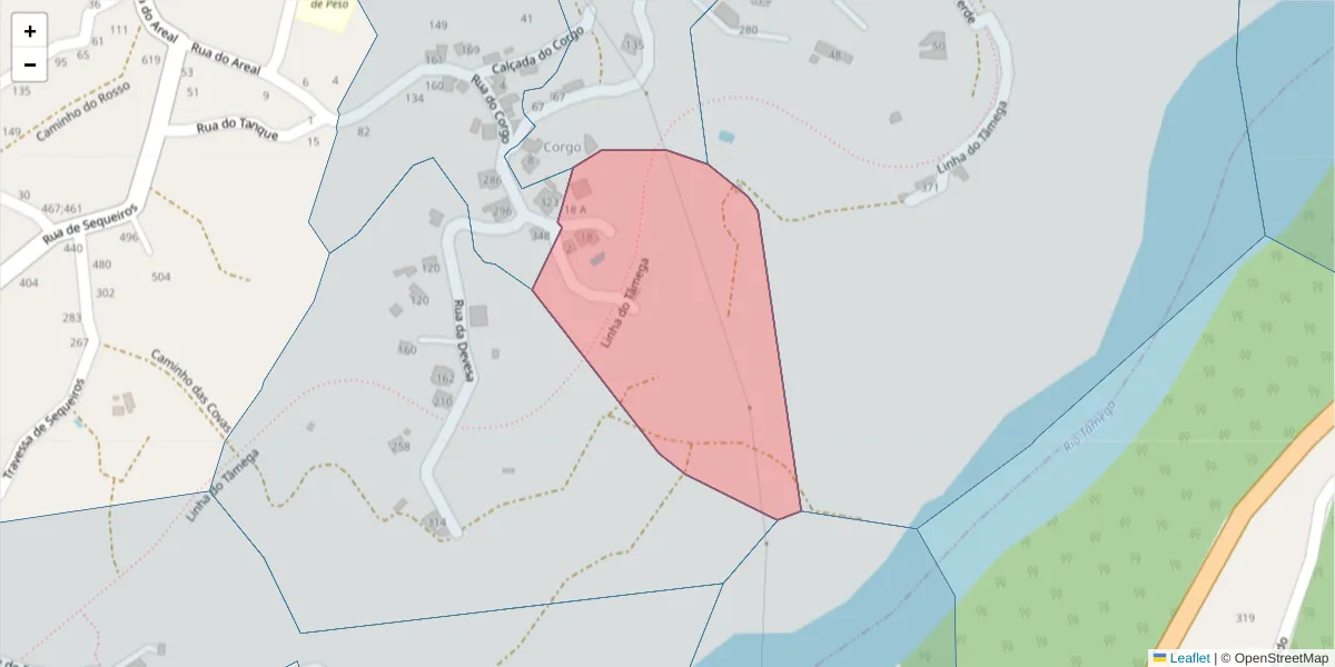 Mapa detalhado do código postal 4635-316 com limites, códigos postais vizinhos e agências dos correios