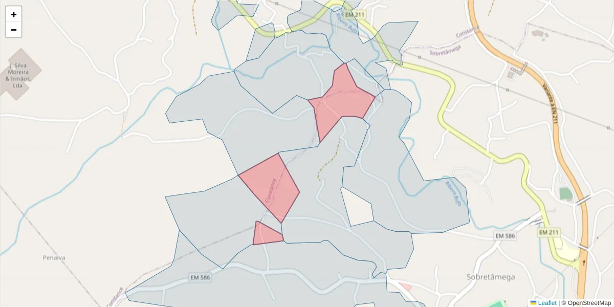 Mapa detalhado do código postal 4635-357 com limites, códigos postais vizinhos e agências dos correios