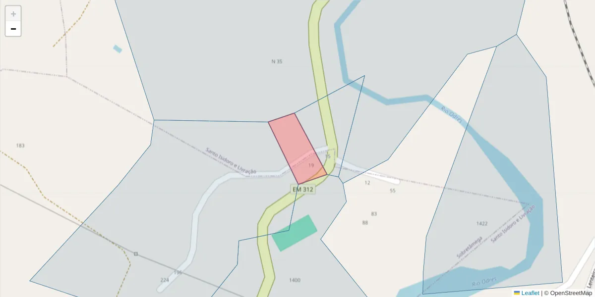 Mapa detalhado do código postal 4635-363 com limites, códigos postais vizinhos e agências dos correios