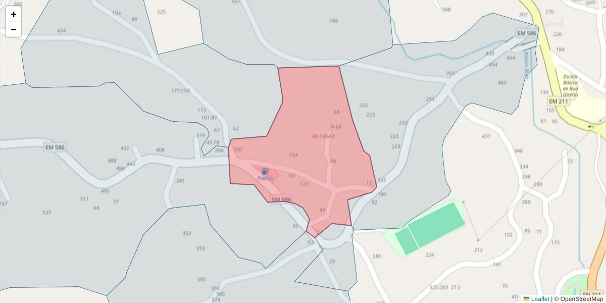 Mapa detalhado do código postal 4635-382 com limites, códigos postais vizinhos e agências dos correios