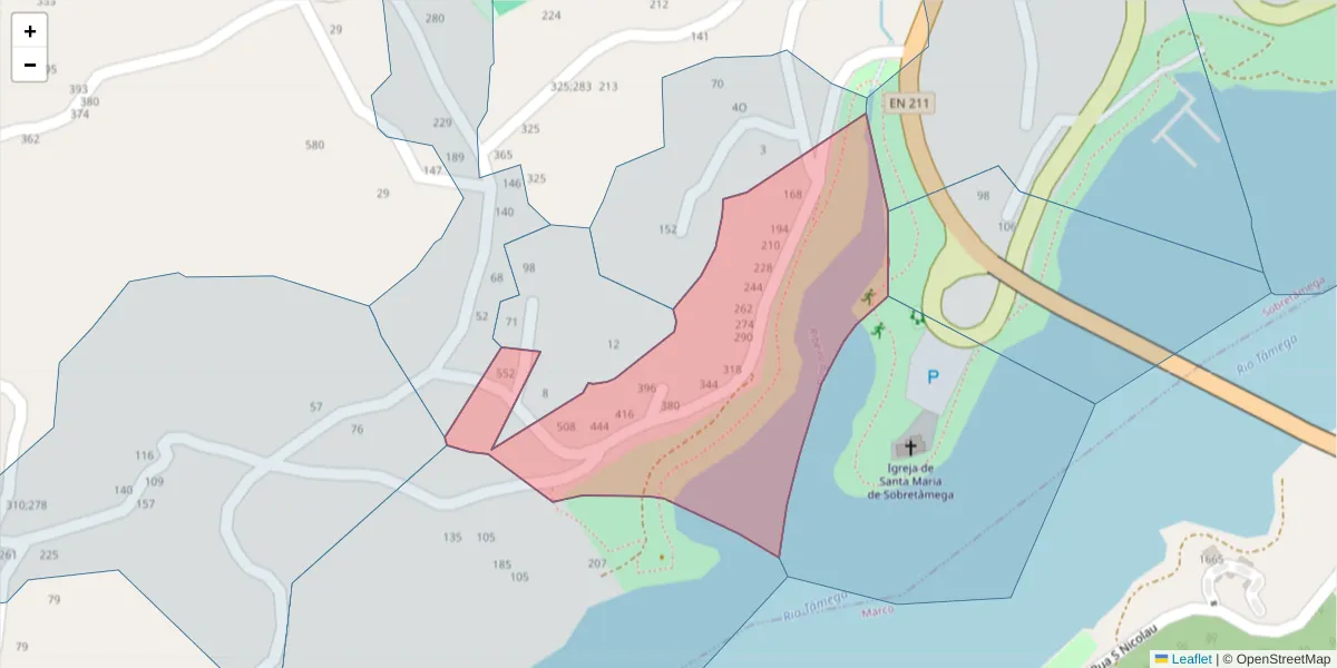 Mapa detalhado do código postal 4635-392 com limites, códigos postais vizinhos e agências dos correios