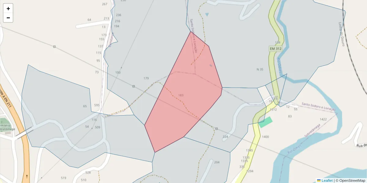 Mapa detalhado do código postal 4635-412 com limites, códigos postais vizinhos e agências dos correios