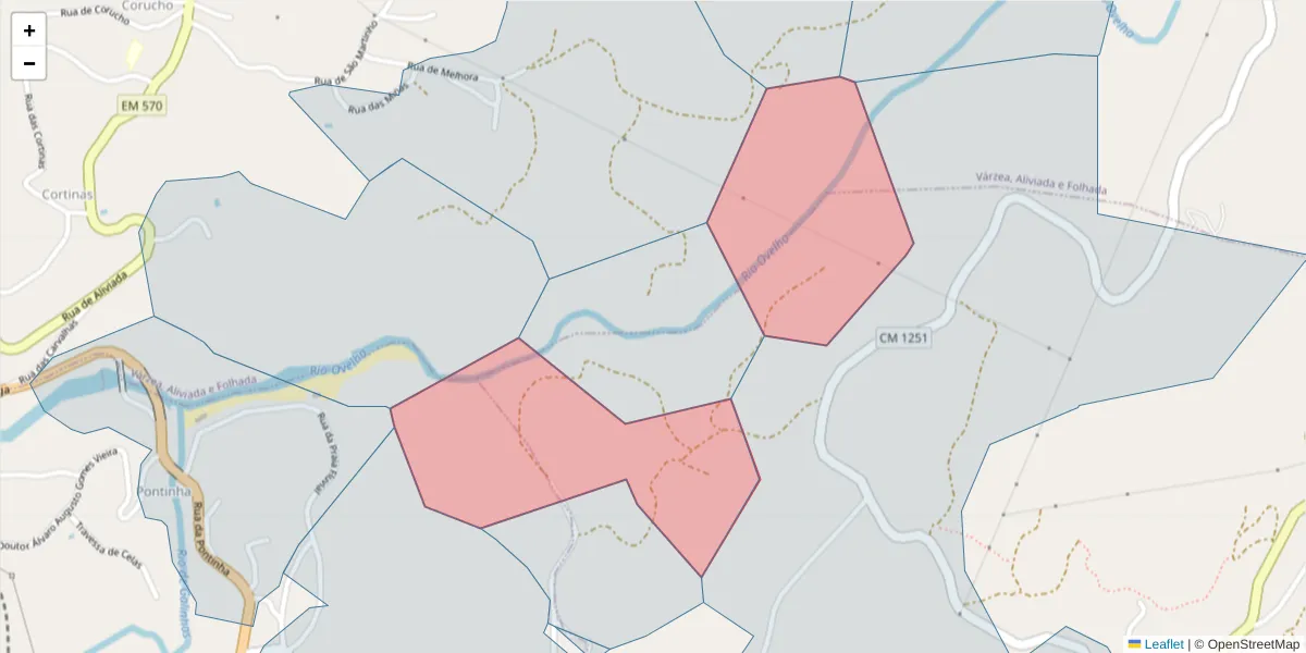 Mapa detalhado do código postal 4635-429 com limites, códigos postais vizinhos e agências dos correios