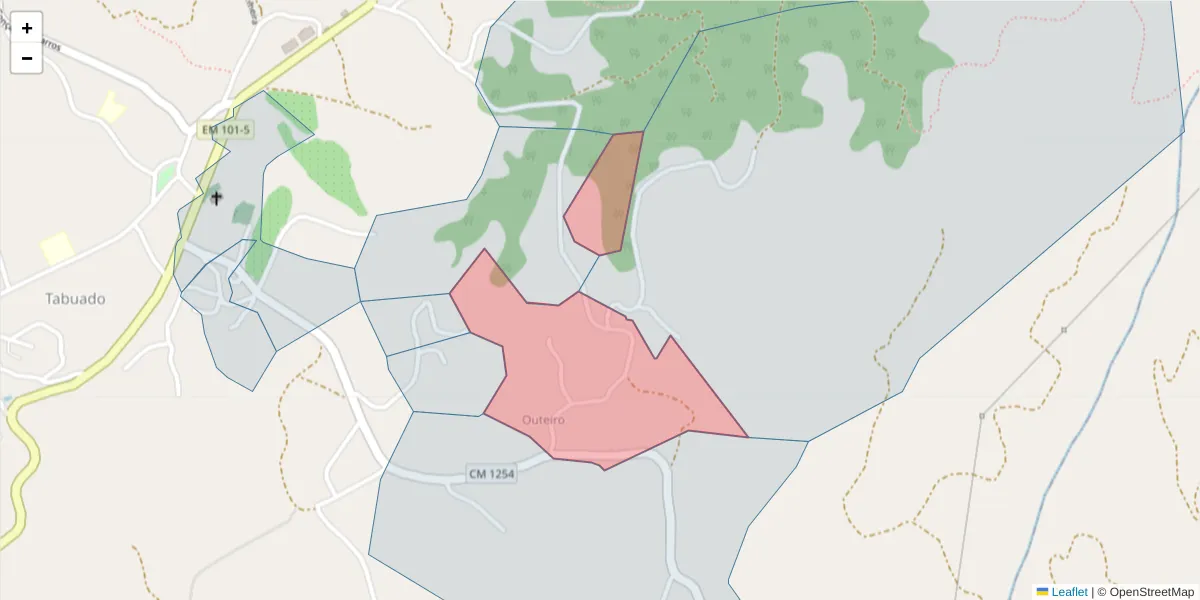 Mapa detalhado do código postal 4635-457 com limites, códigos postais vizinhos e agências dos correios