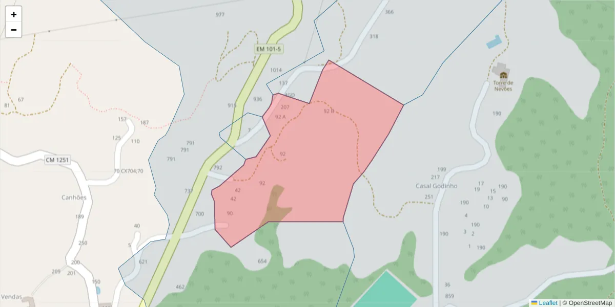 Mapa detalhado do código postal 4635-479 com limites, códigos postais vizinhos e agências dos correios