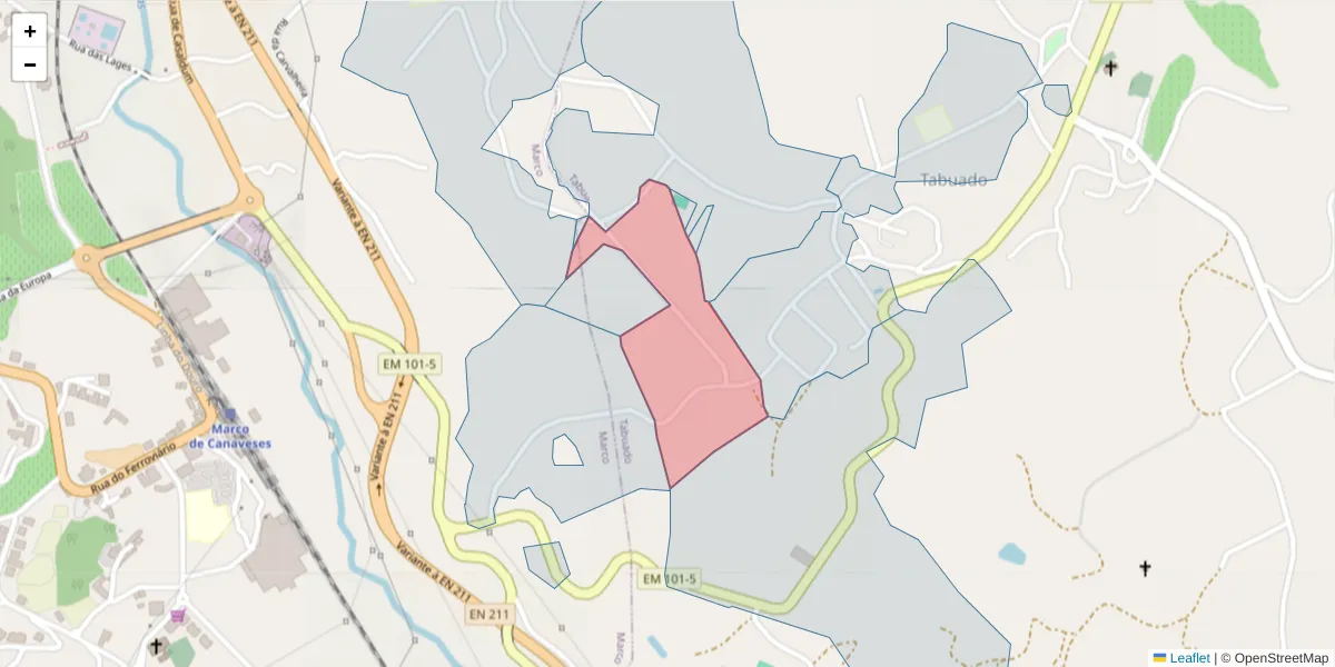 Mapa detalhado do código postal 4635-483 com limites, códigos postais vizinhos e agências dos correios