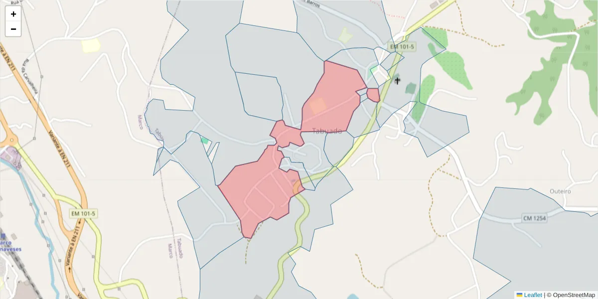 Mapa detalhado do código postal 4635-485 com limites, códigos postais vizinhos e agências dos correios