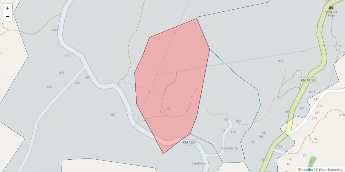 Mapa detalhado do código postal 4635-500 com limites, códigos postais vizinhos e agências dos correios