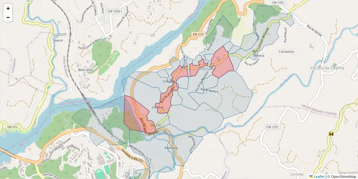 Mapa detalhado do código postal 4635-538 com limites, códigos postais vizinhos e agências dos correios