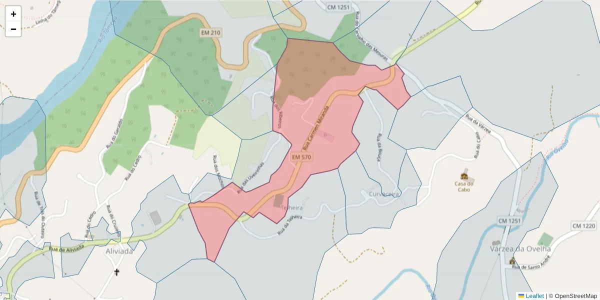 Mapa detalhado do código postal 4635-548 com limites, códigos postais vizinhos e agências dos correios