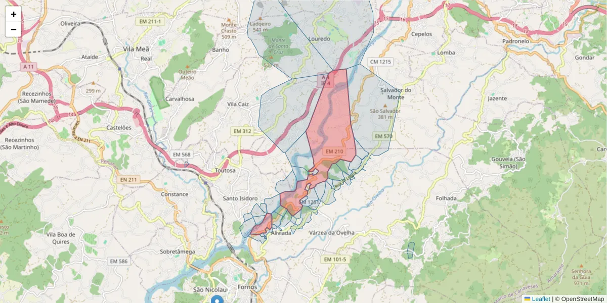 Mapa detalhado do código postal 4635-563 com limites, códigos postais vizinhos e agências dos correios
