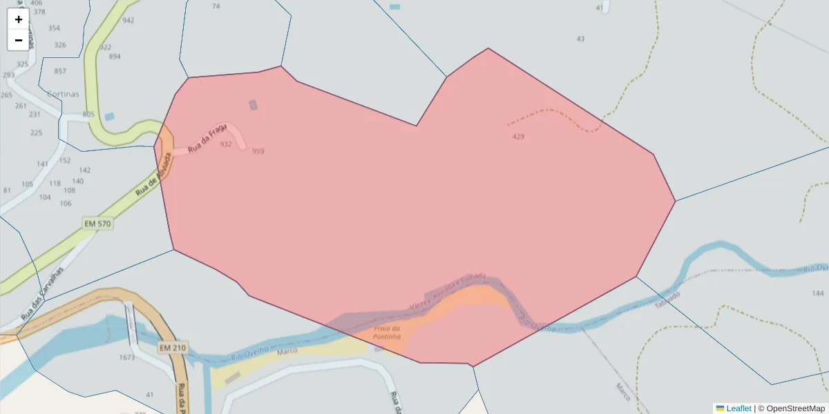 Mapa detalhado do código postal 4635-593 com limites, códigos postais vizinhos e agências dos correios