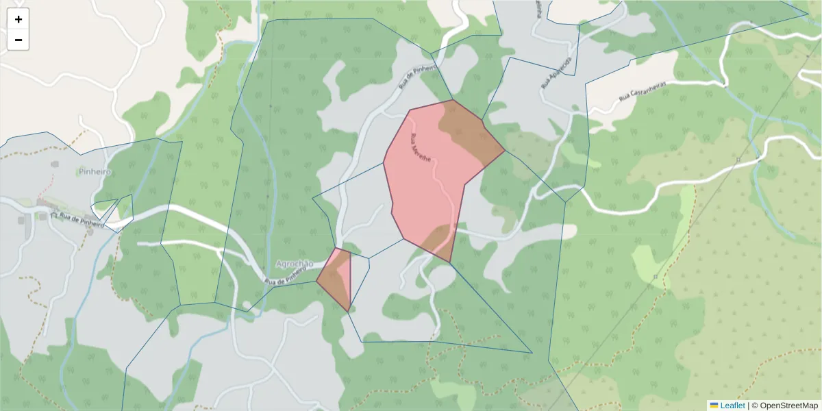 Mapa detalhado do código postal 4635-611 com limites, códigos postais vizinhos e agências dos correios