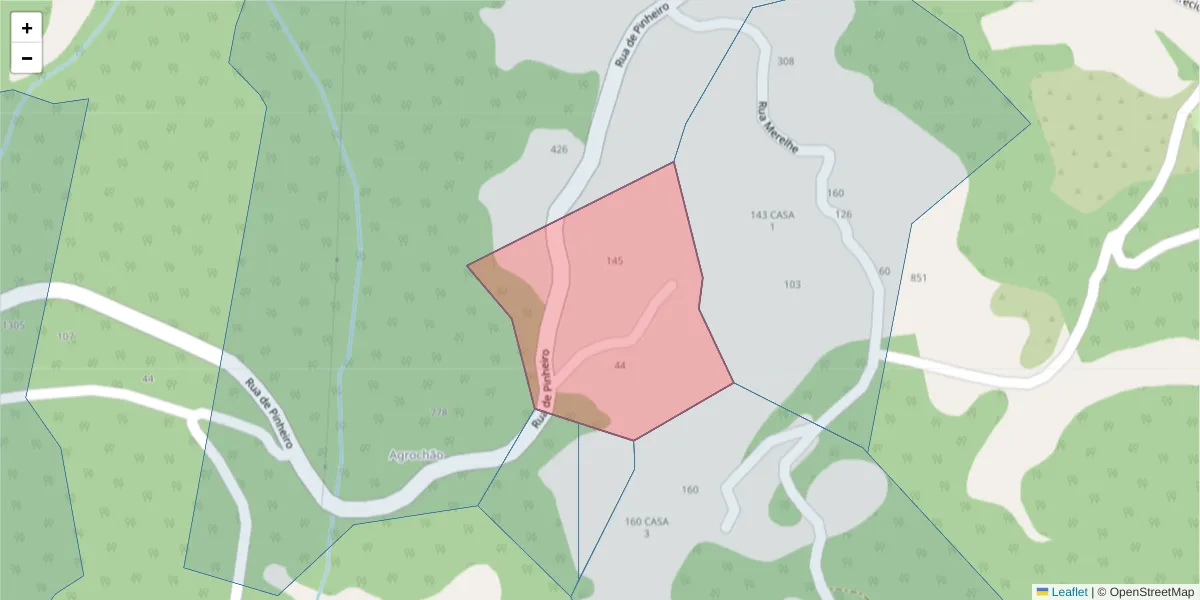 Mapa detalhado do código postal 4635-621 com limites, códigos postais vizinhos e agências dos correios