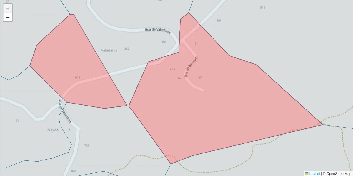 Mapa detalhado do código postal 4635-631 com limites, códigos postais vizinhos e agências dos correios
