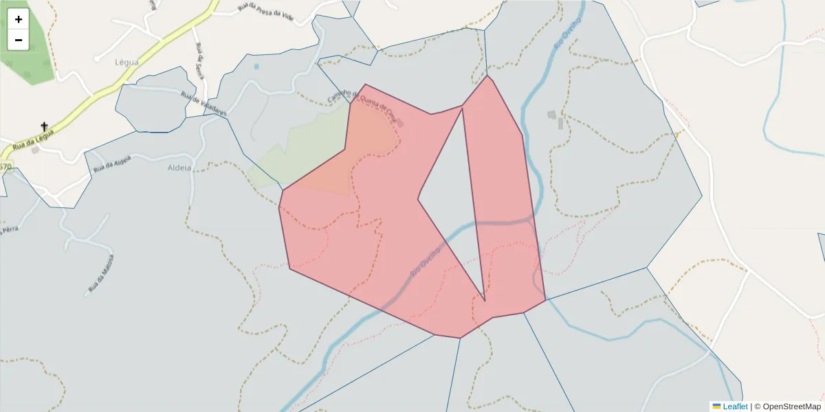 Mapa detalhado do código postal 4635-635 com limites, códigos postais vizinhos e agências dos correios