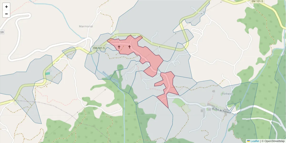 Mapa detalhado do código postal 4635-645 com limites, códigos postais vizinhos e agências dos correios