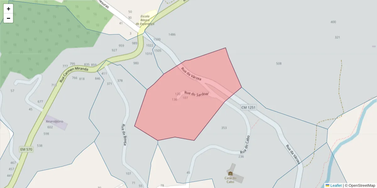 Mapa detalhado do código postal 4635-647 com limites, códigos postais vizinhos e agências dos correios