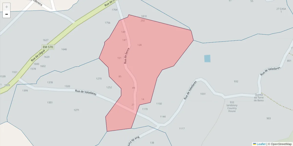 Mapa detalhado do código postal 4635-649 com limites, códigos postais vizinhos e agências dos correios