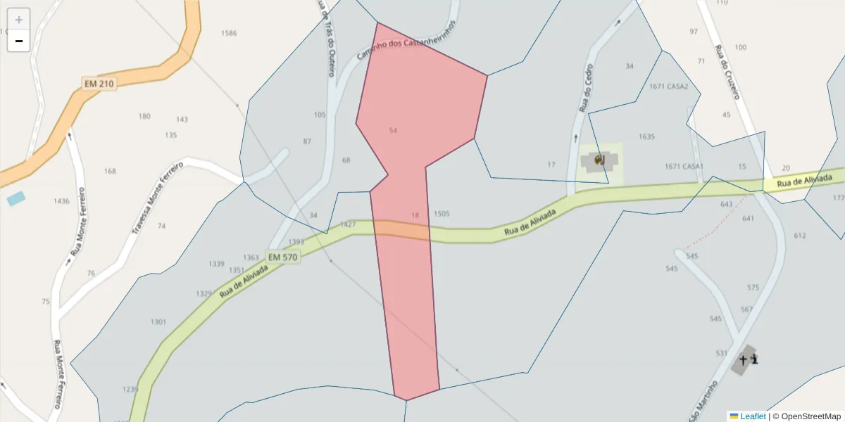 Mapa detalhado do código postal 4635-657 com limites, códigos postais vizinhos e agências dos correios