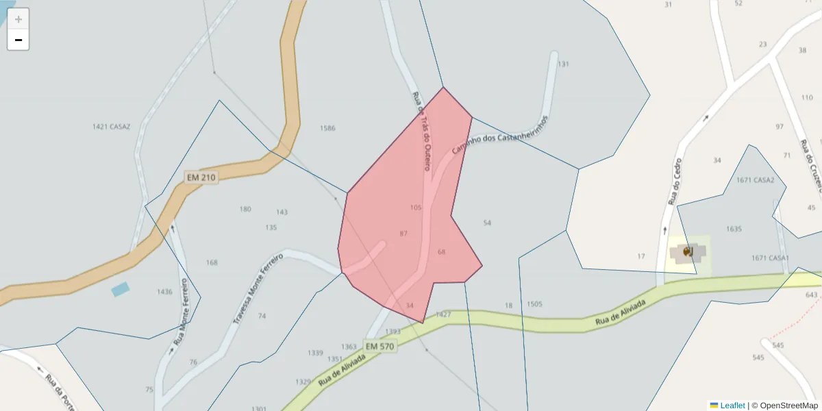 Mapa detalhado do código postal 4635-658 com limites, códigos postais vizinhos e agências dos correios