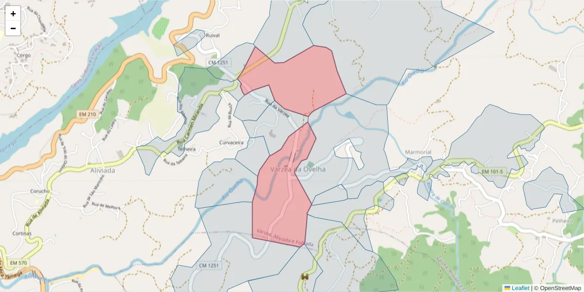 Mapa detalhado do código postal 4635-661 com limites, códigos postais vizinhos e agências dos correios