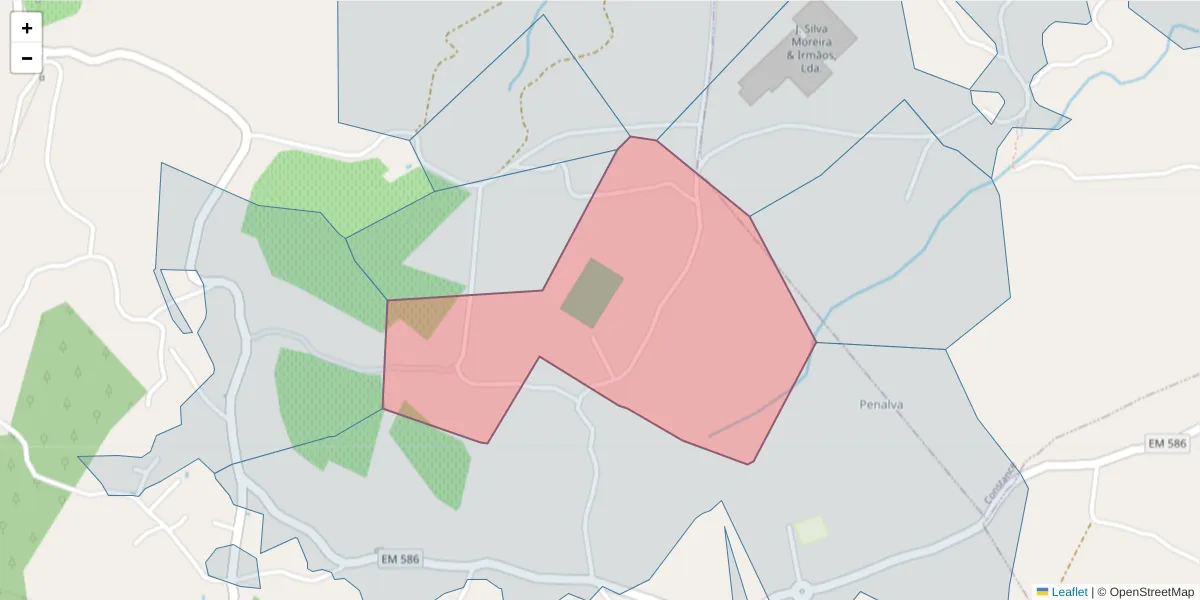Mapa detalhado do código postal 4635-683 com limites, códigos postais vizinhos e agências dos correios