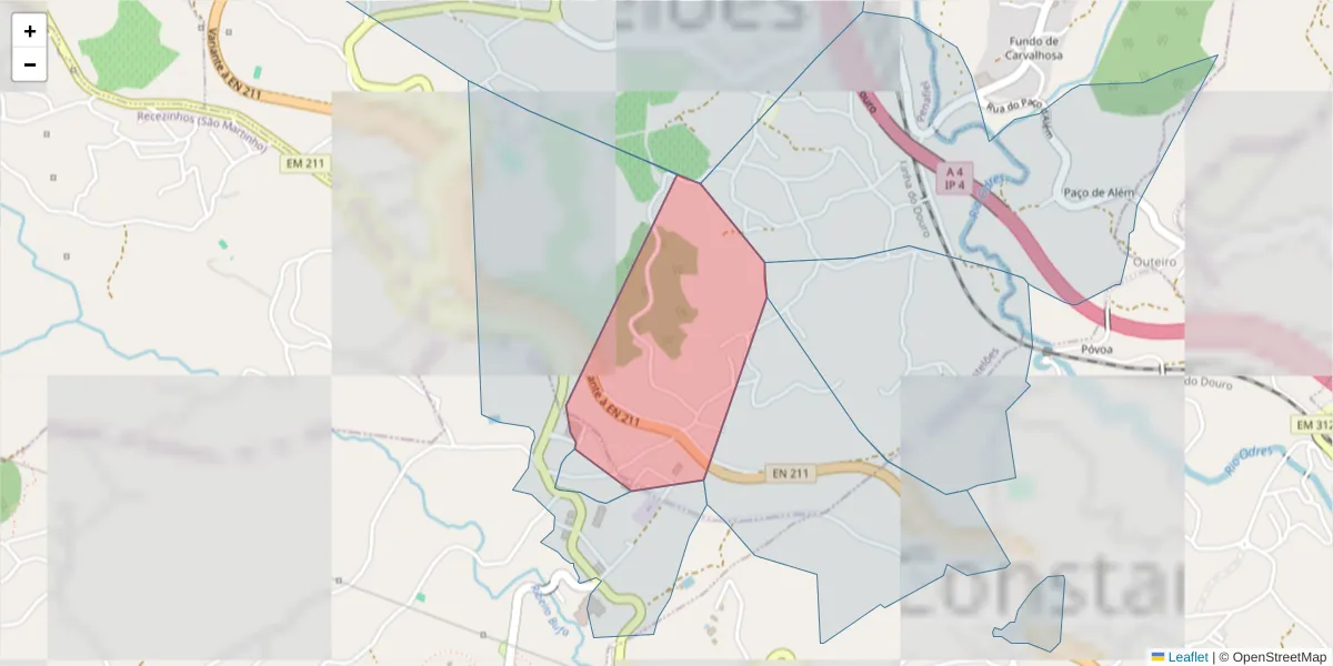 Mapa detalhado do código postal 4635-690 com limites, códigos postais vizinhos e agências dos correios