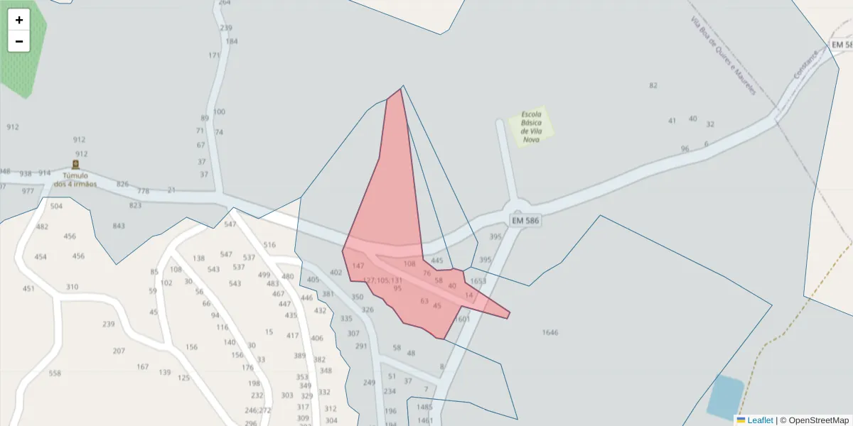 Mapa detalhado do código postal 4635-703 com limites, códigos postais vizinhos e agências dos correios