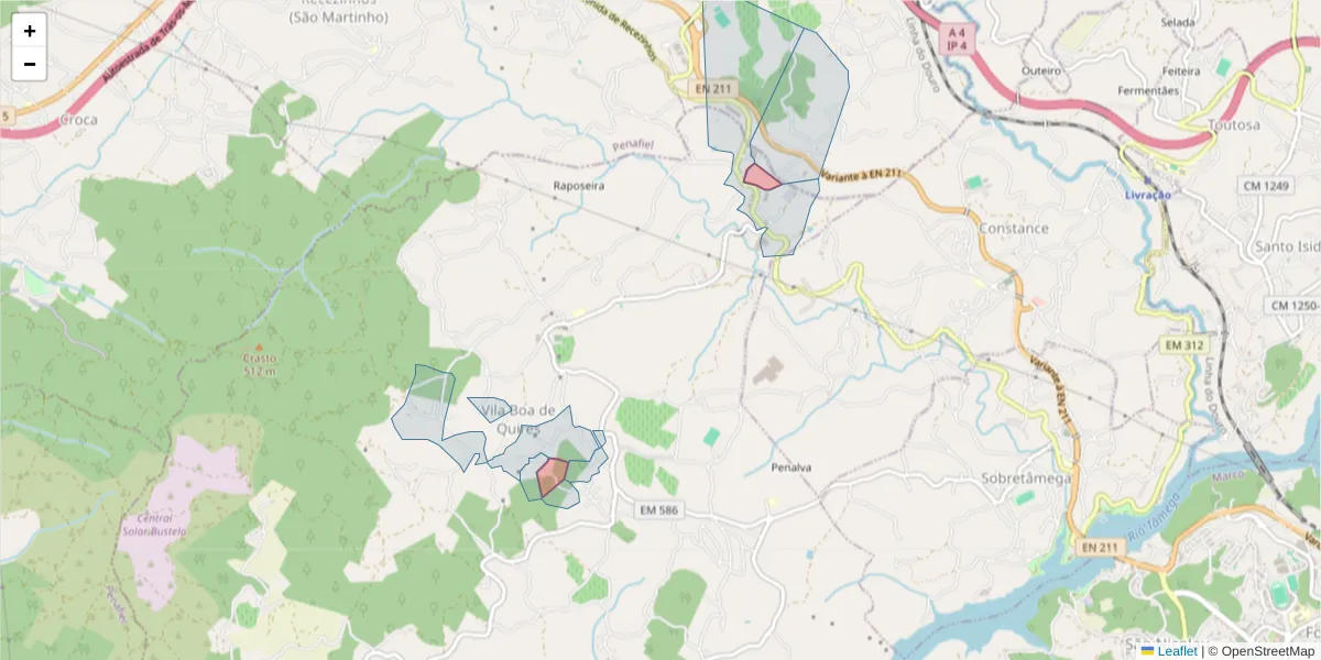 Mapa detalhado do código postal 4635-712 com limites, códigos postais vizinhos e agências dos correios