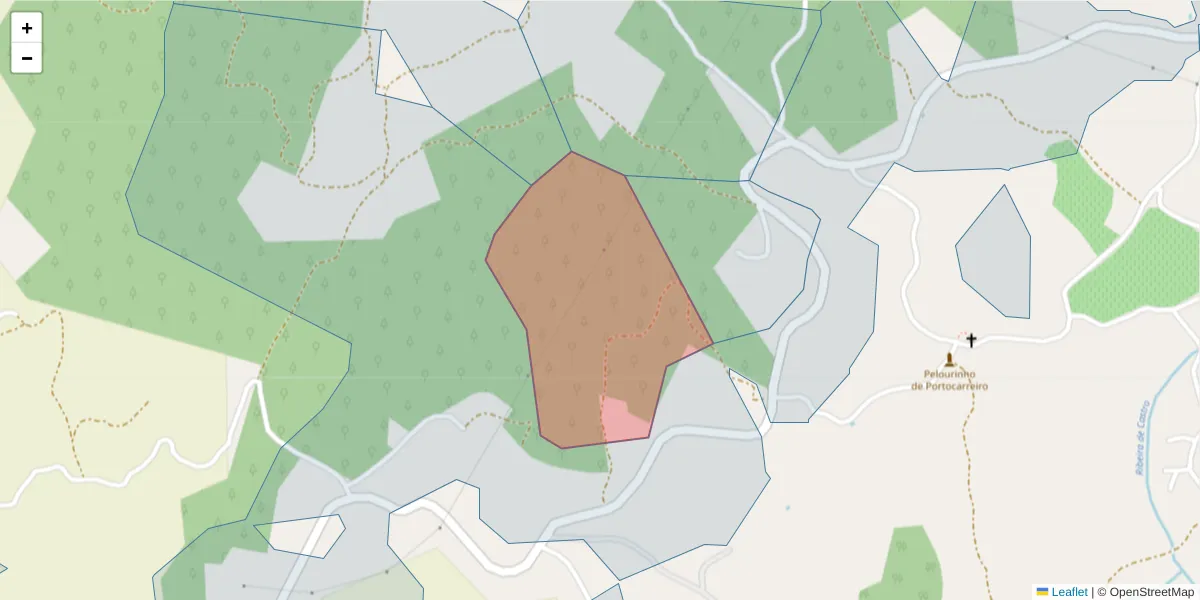 Mapa detalhado do código postal 4635-718 com limites, códigos postais vizinhos e agências dos correios