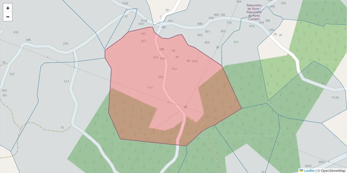 Mapa detalhado do código postal 4635-727 com limites, códigos postais vizinhos e agências dos correios