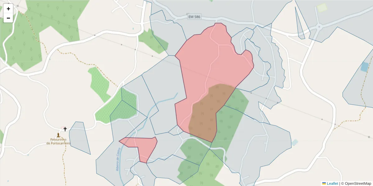 Mapa detalhado do código postal 4635-742 com limites, códigos postais vizinhos e agências dos correios