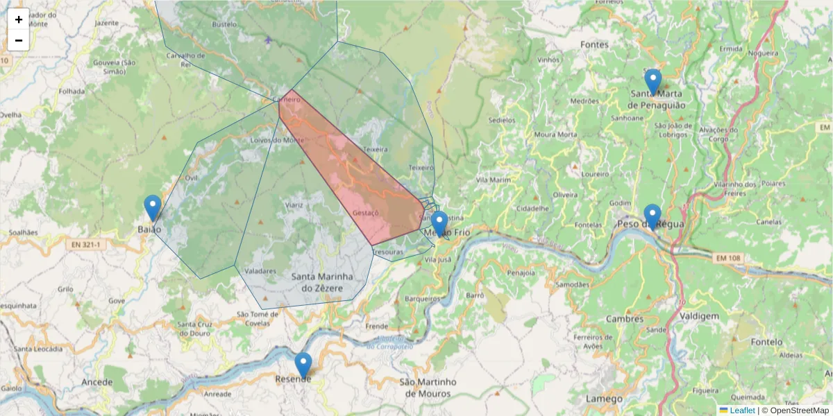 Mapa detalhado do código postal 4640-231 com limites, códigos postais vizinhos e agências dos correios
