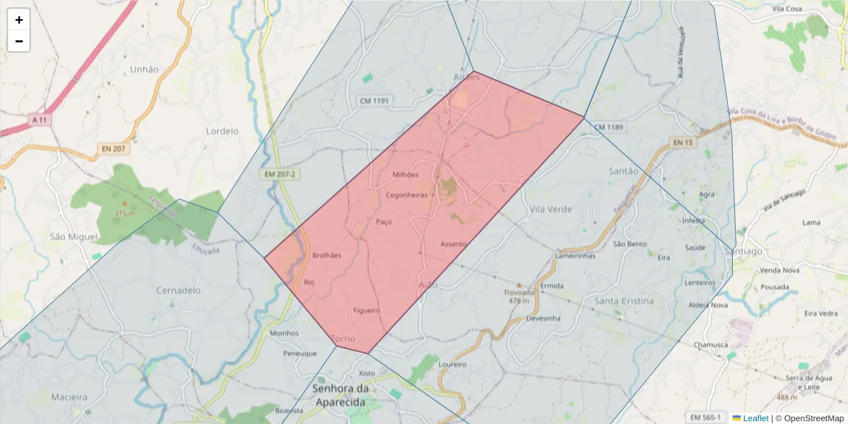 Mapa detalhado do código postal 4650-078 com limites, códigos postais vizinhos e agências dos correios