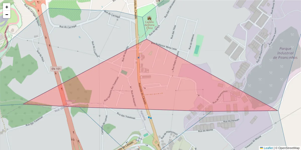 Mapa detalhado do código postal 4700-752 com limites, códigos postais vizinhos e agências dos correios