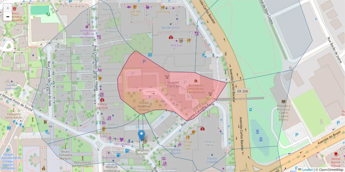Mapa detalhado do código postal 4760-112 com limites, códigos postais vizinhos e agências dos correios