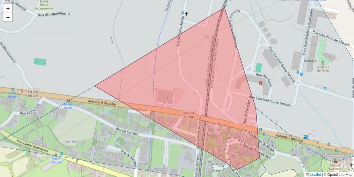 Mapa detalhado do código postal 4760-137 com limites, códigos postais vizinhos e agências dos correios